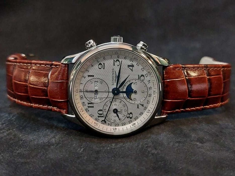 LONGINES MASTER COLLECTION CHRONO MOONPHASE zegarek męski gwarancja dwa paski datapointer