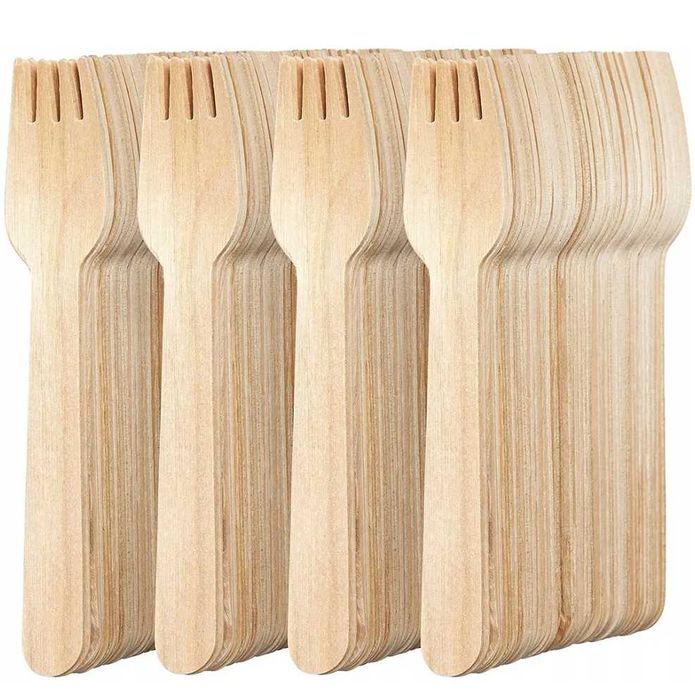 Widelce drewniane jednorazowe ekologiczne zestaw 100szt