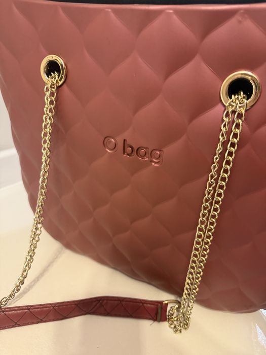 O bag obag Standard bordowa torebka duża komplet zestaw