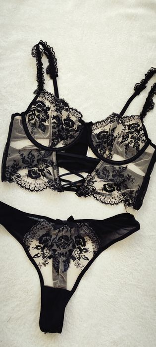 Elegancki komplet bielizny Luxury gorset siateczka Premium S 36 M 38