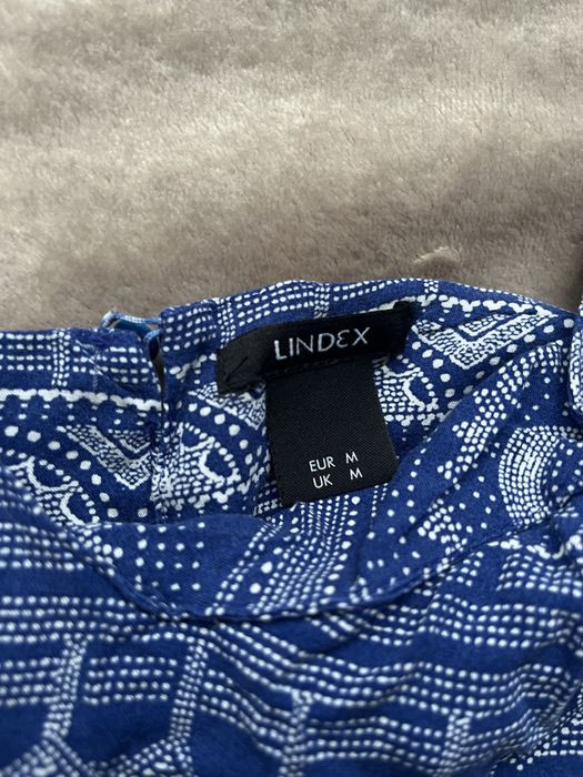 Letni, wakacyjny, wzorzysty, długi kombinezon, niebieski, lindex, M/L