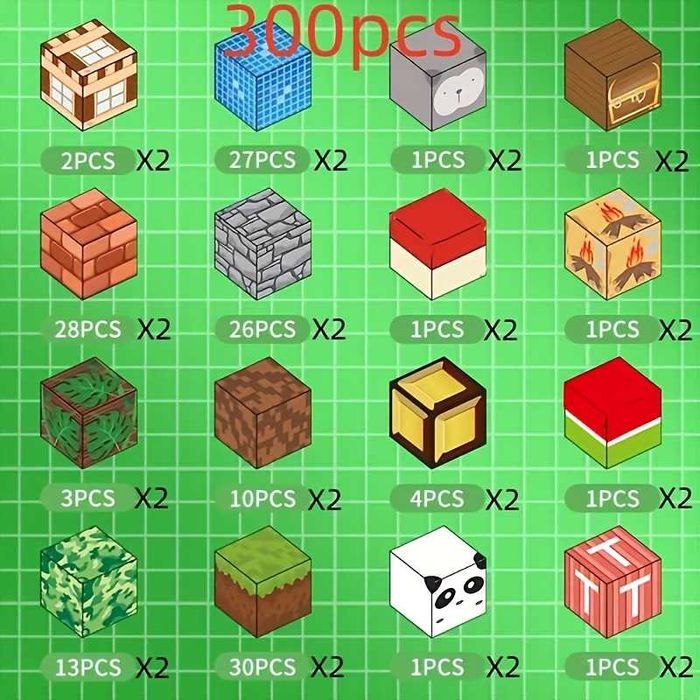 Магнітний конструктор Майнкрафт 300 деталей, + ІДЕАЛЬНО НА ПОДАРУНОК, minecraft, roblox, роблокс
