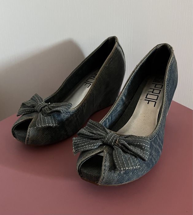 Sapatos PROF senhora denim azuis cunha tam. 37