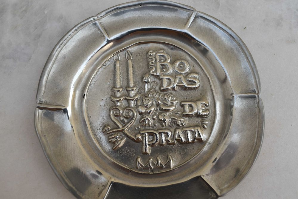 Prato em estanho "Bodas de Prata - 25 anos casamento (12 cm)
