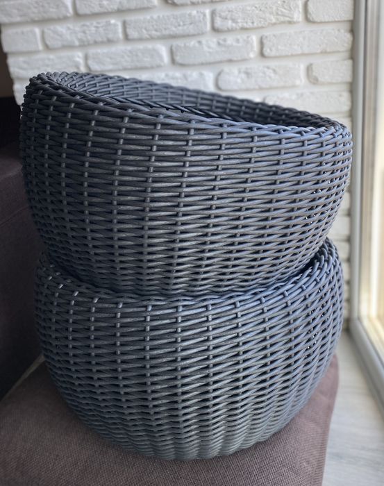 Кашпо з ротангу 40 л Антрацит | вазон, кашпо для квітів, дровниця