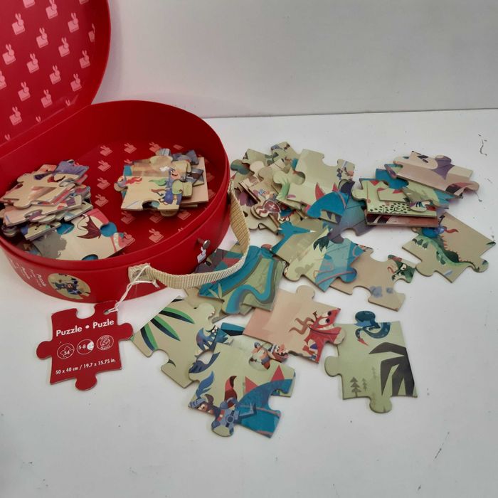 Puzzle Infantil Completo como Novo 50x40cm Janod Dragões e Cavaleiros 54 peças grandes