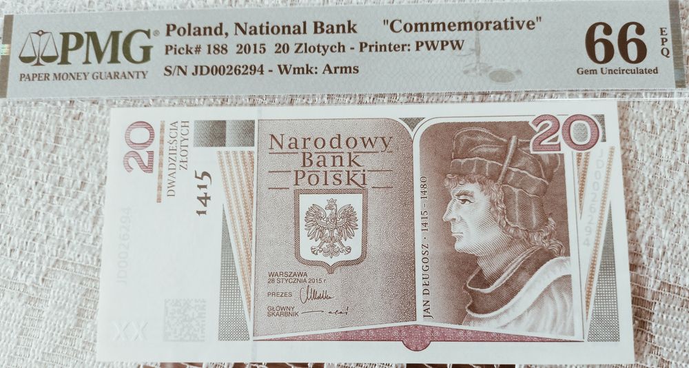 Banknot - Długosz - PMG 66..