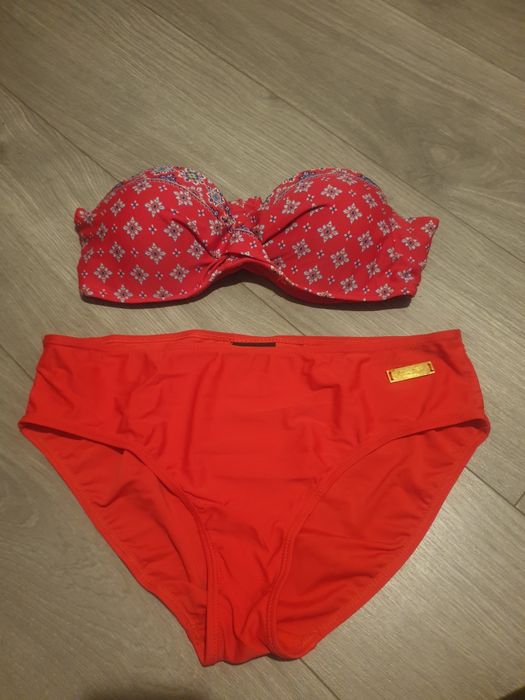 Strój kąpielowy damski 42 75B bikini czerwony dwuczęściowy