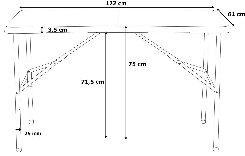 Stół cateringowy składany w walizkę JUNE czarny 120 cm