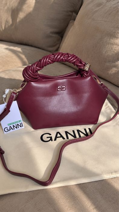 Сумка  Ganni  бургунді , чорна , коричнева