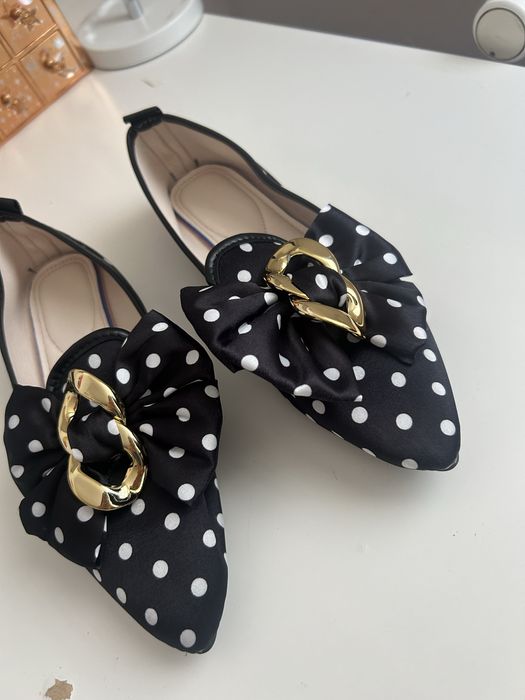 eleganckie baleriny w grochy polka dots