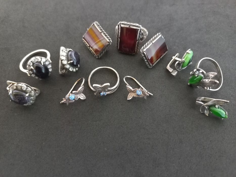 Серьги и кольцо серебро 925проба