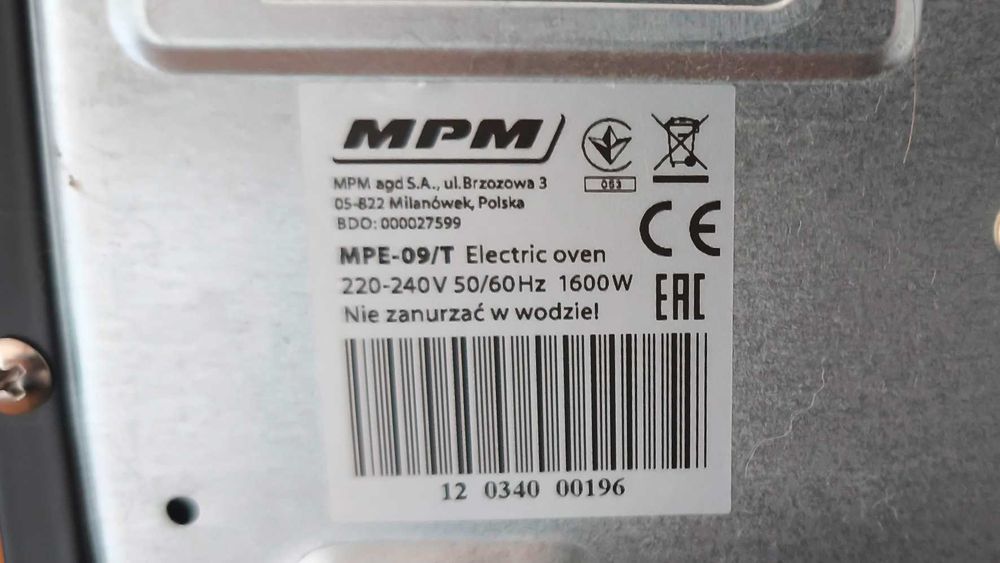 Mały piekarnik elektryczny rożen grzanie gora dół MPM 1600W