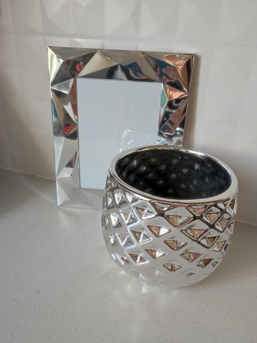 Doniczka i ramka Glamour srebrna Home&You