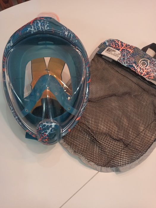 SUBEA Maska do snorkelingu Easybreath Junior XS dla dzieci TURKUSOWY