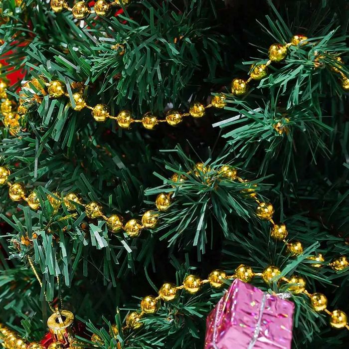 Łańcuch na choinkę złoty stroik koraliki girlanda koralikowa szpula 5m