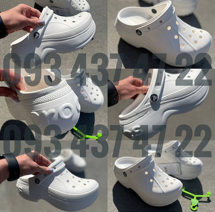 Жіночі Крокси Сабо на Платформі Bella Clog White Crocs Bella Clog