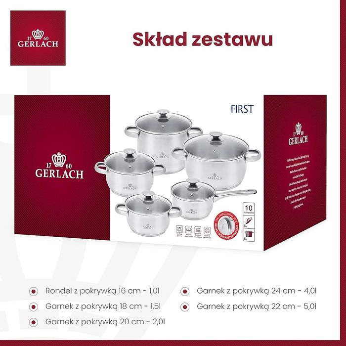 Zestaw garnków Gerlach First 10 elementów