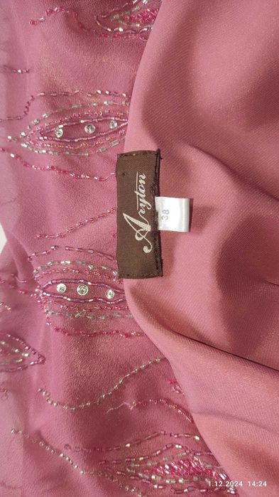 Sukienka Bankietowa "Aryton" r.38 kolor: "spokojny róż" cena -85 %,