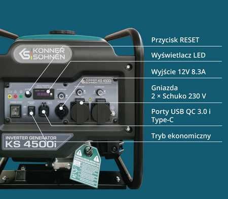 Agregat prądotwórczy przenośny jednofazowy KS 4500i 4,5 kW   Płońsk