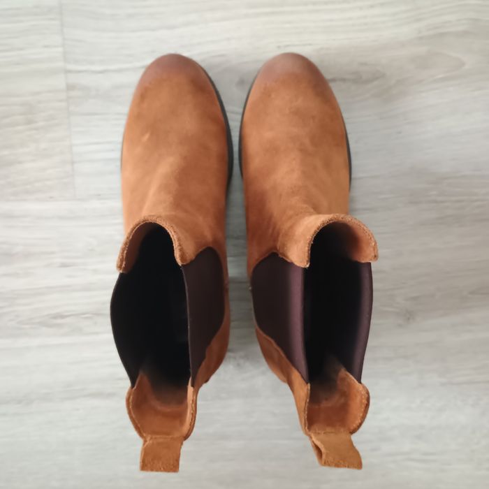 Botki camelowe rude zamszowe na obcasie Nessi 41/26,5 r