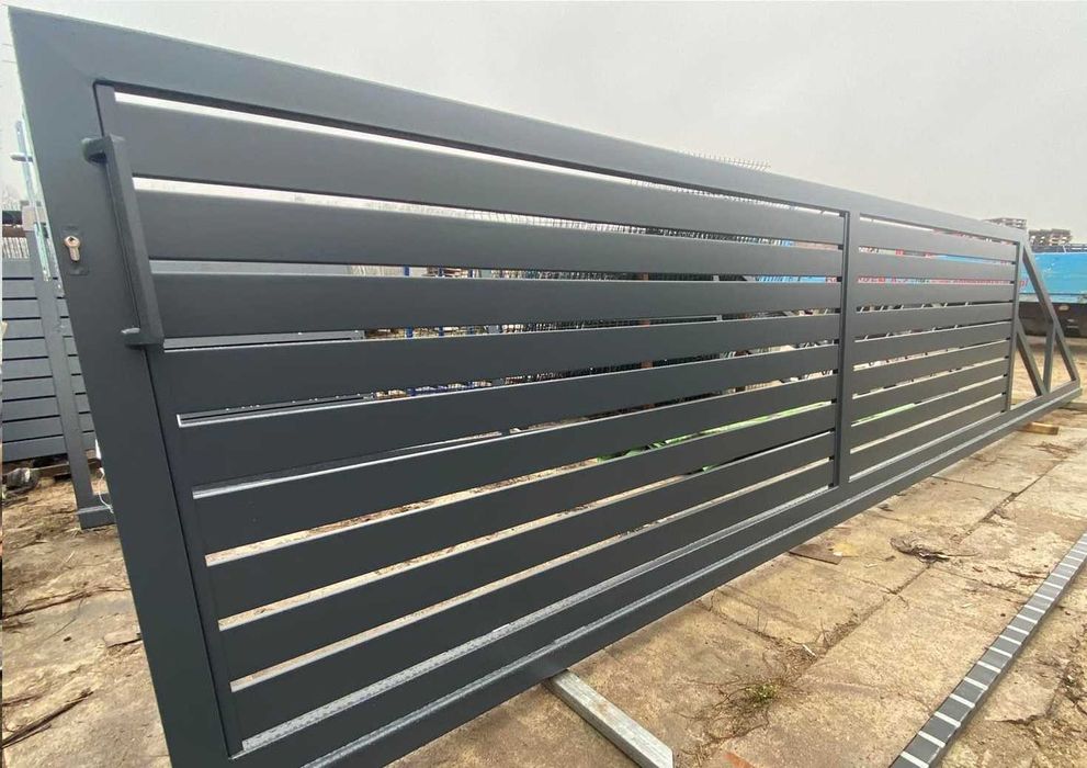 Brama przesuwna  wjazdowa Palisada 500x140 komplet ocynk + kolor