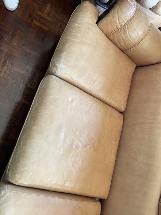 Conjunto sofas em pele