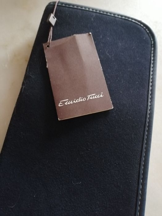 Estojo em pele genuína azul escuro