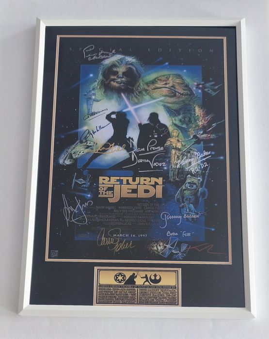 Moldura Filme Star Wars Return Of The Jedi com Autógrafos (A4)