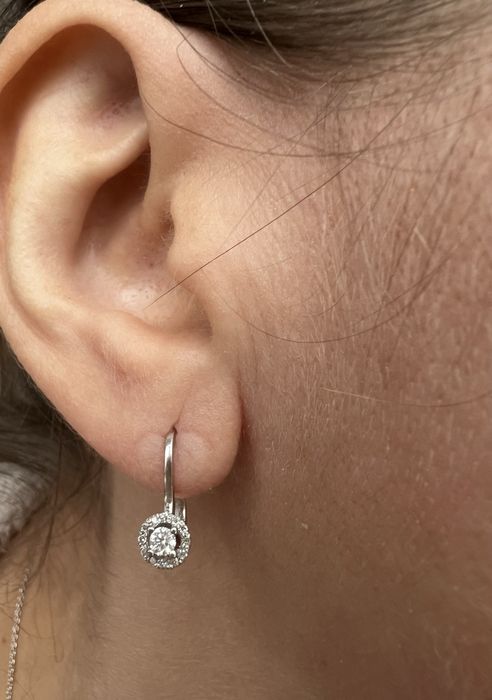 Золотые серьги с бриллиантами белое золото 585 проба