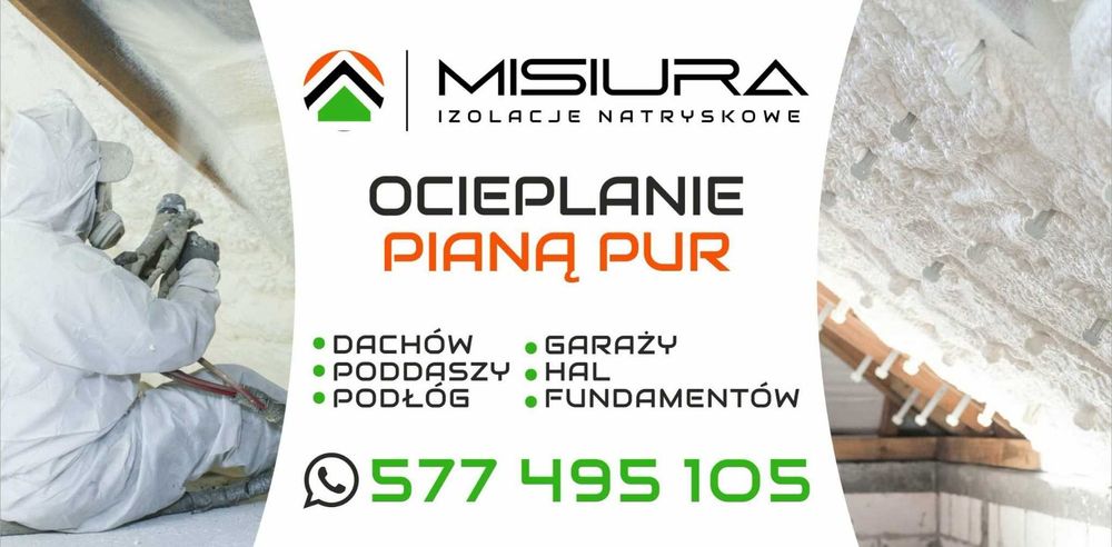 Ocieplenie poddasza piana Pur, Ocieplanie pianką PUR, Piana PUR