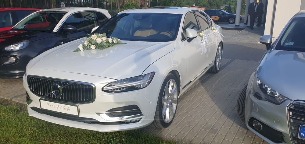 Auto do ślubu Volvo S 90 biała perła