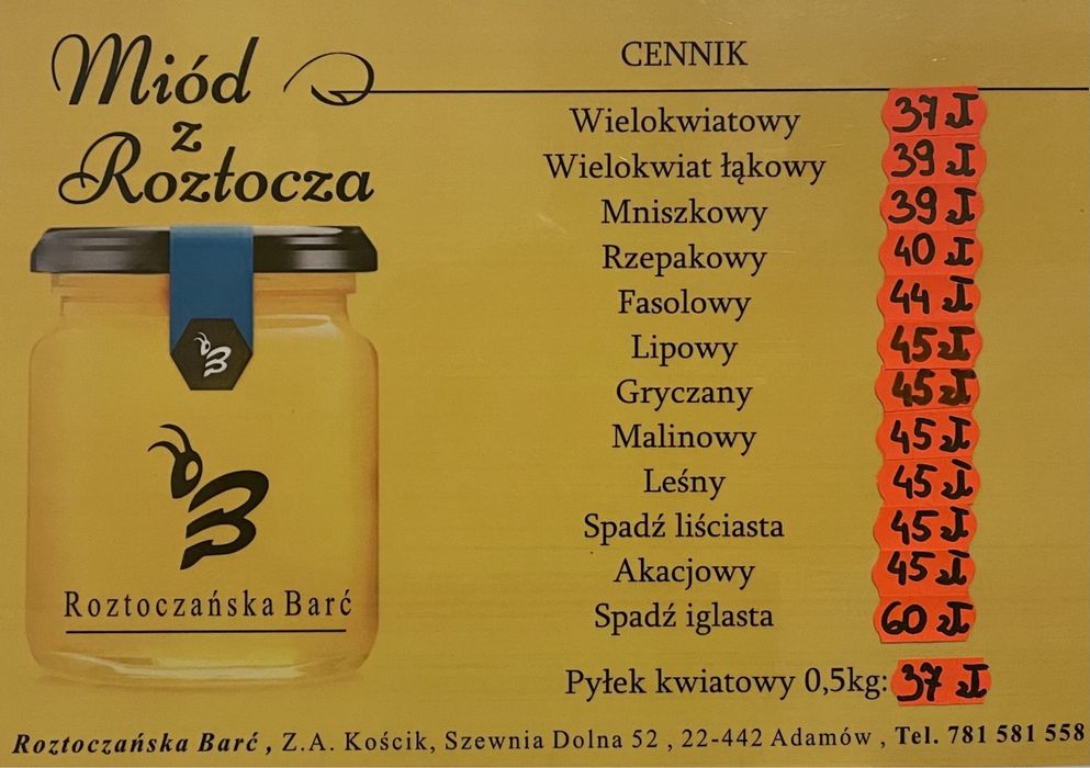 Miód z własnej pasieki Roztoczańska Barć