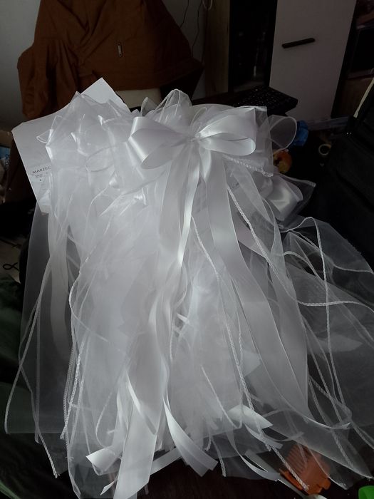 Kokardy na ławki dekoracje weselne