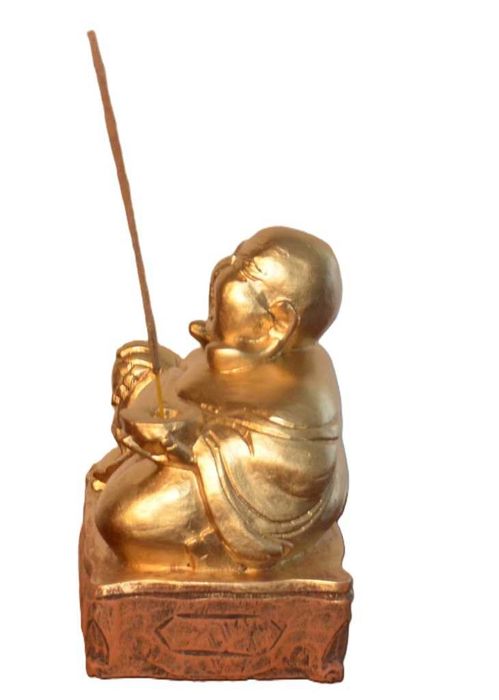 Estatueta buda hotei san, em pó de pedra