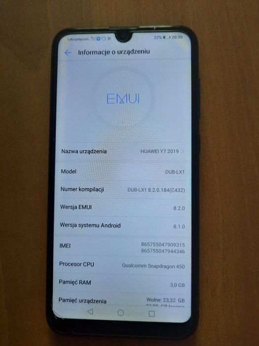 Huawei Y 7 2019, 3G ,ekran 1520×720