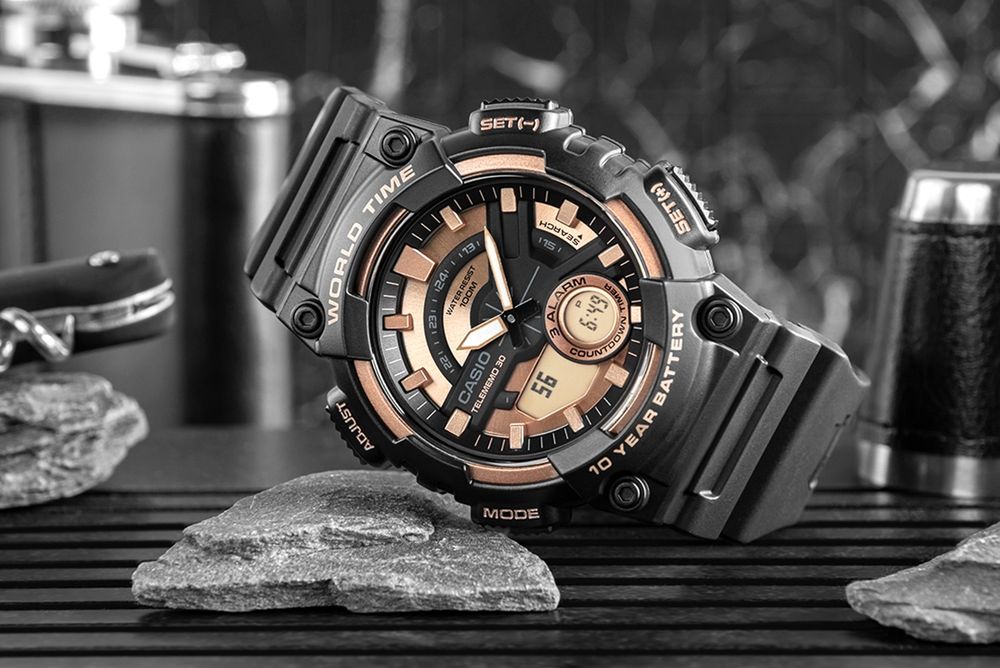 zegarek męski casio gerton aeq-110w-1a3vdf + box