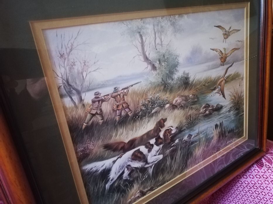 Quadro Antigo Caça