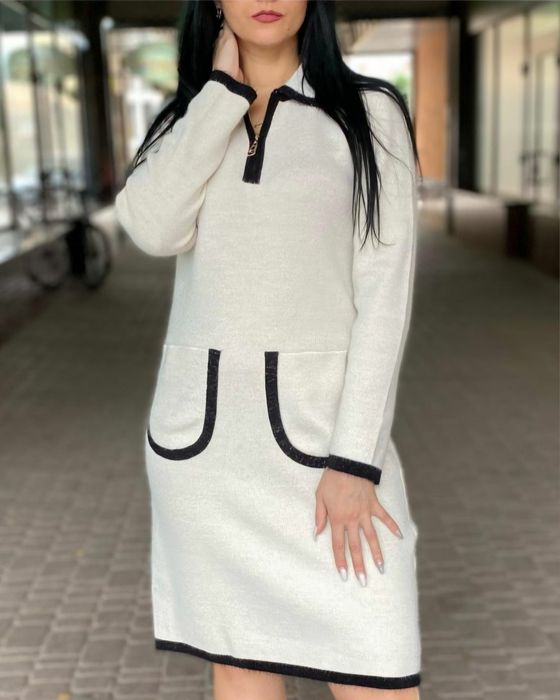 Сукня тепла M-L, сукня вовняна жіноча 46-48, плаття біле