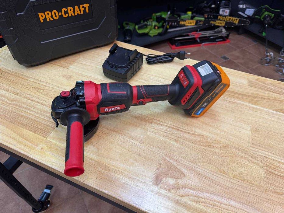 Болгарка Razor + 1 акб 4.0Ah Procraft TURBO + Зарядка і кейс, Гарантія