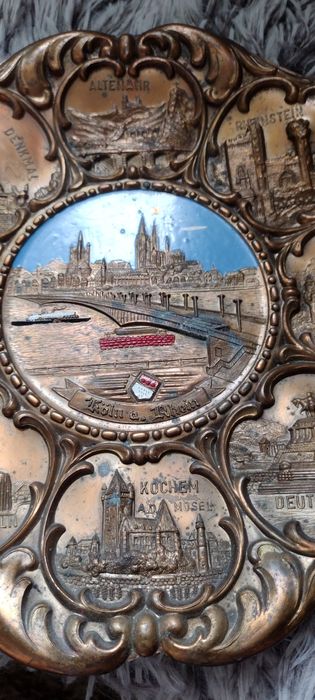 Talerz miedziany ozdobny Vintage Germany Cologne