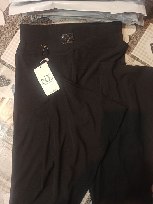 Spodnie damskie legginsy dzwony prążek święta sylwester