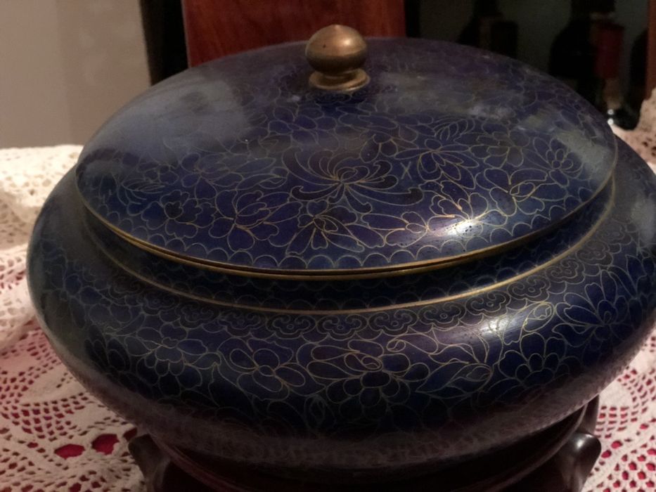 Pote cloisonne azul