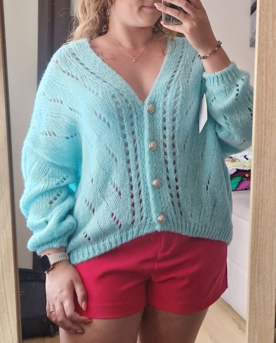 Sweterek damski ażurowy zapinany Nowy Uni