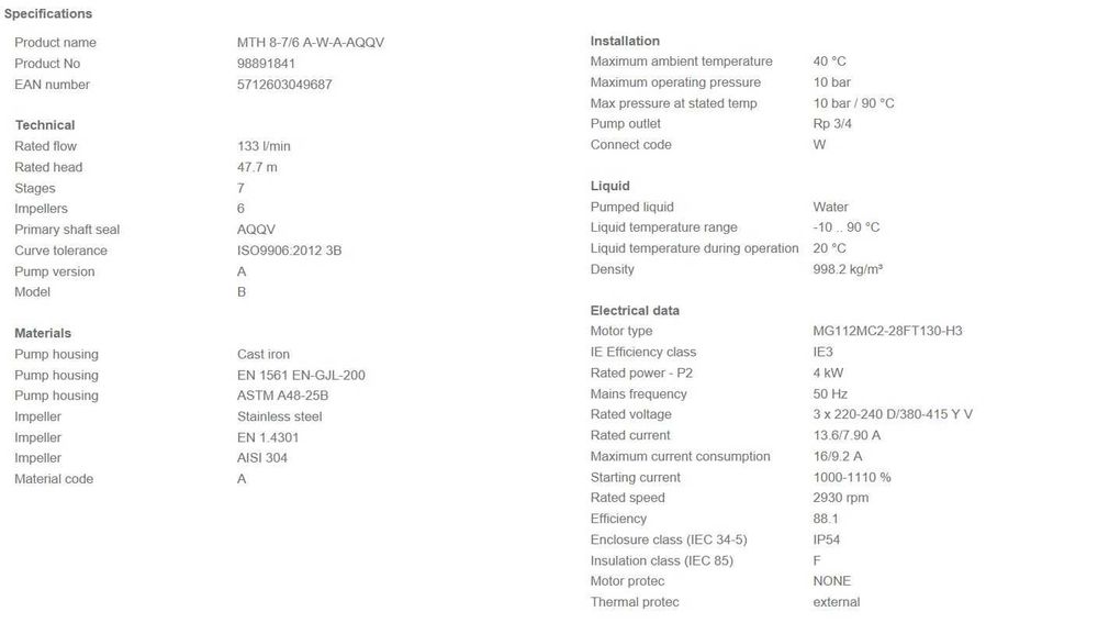 Bomba Agua Grundfos 3.5 in