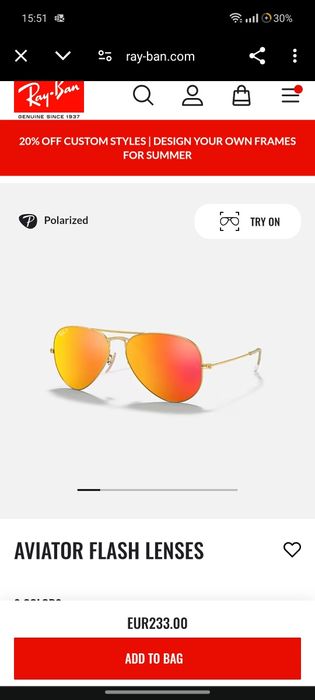 Óculos Ray ban aviator