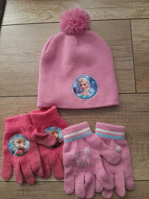 Zestaw 2xrekawiczki i czapka elsa kraina lodu