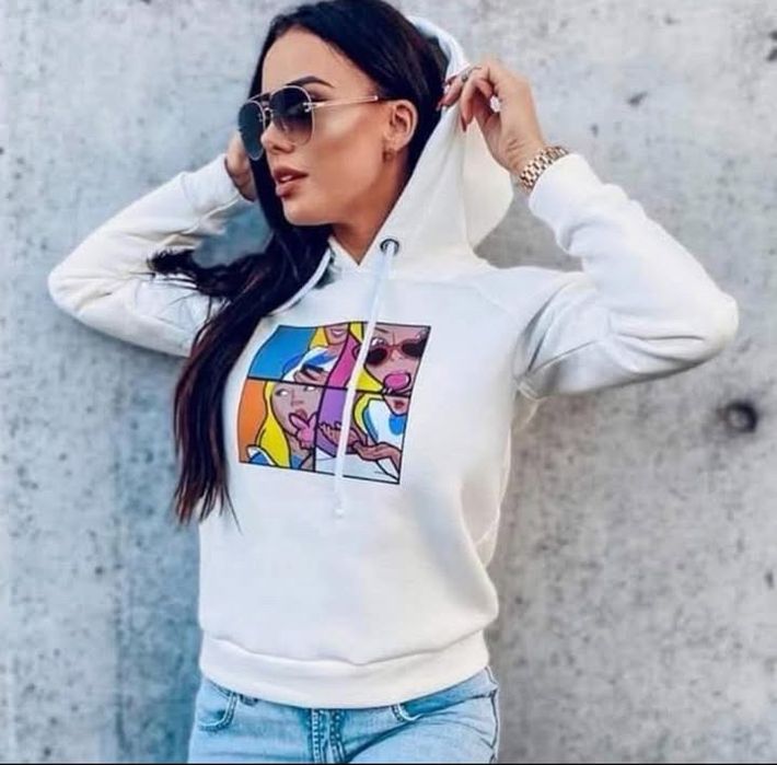 Balanciaga bluza biala z nadrukiem komis motyw S/M