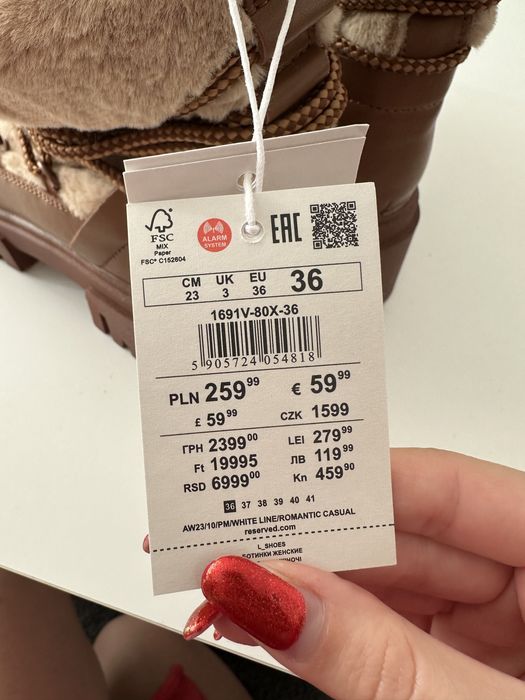 Nowe Skórzane Śniegowce Reserved Premium 36 Botki Kozaki Skóra Zimowe