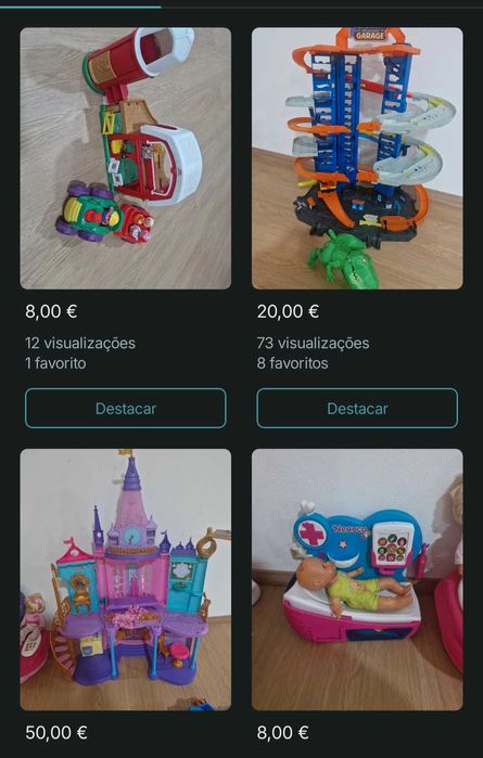 Vários brinquedos disponíveis não comprar anúncio
